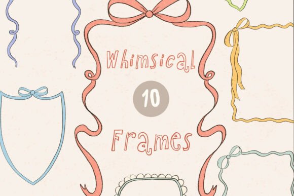 Download Hand Drawn Whimsical Ribbon Bow Frames - Bow frame Collection