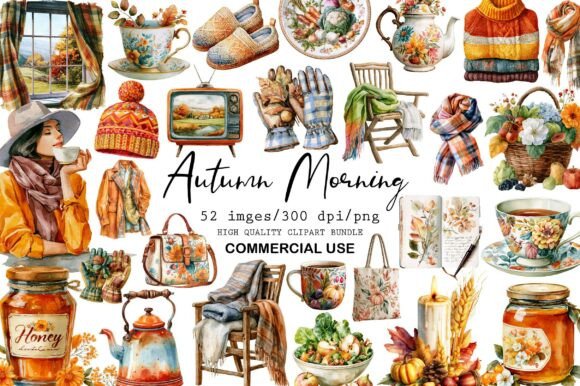 Download Watercolor Autumn Morning Clipart - Morning Collection