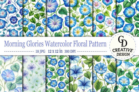 Download Morning Glories Watercolor Floral Patter - Morning Collection