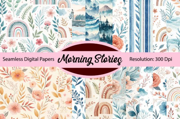 Download Morning Stories Seamless Digital Paper - Morning Collection