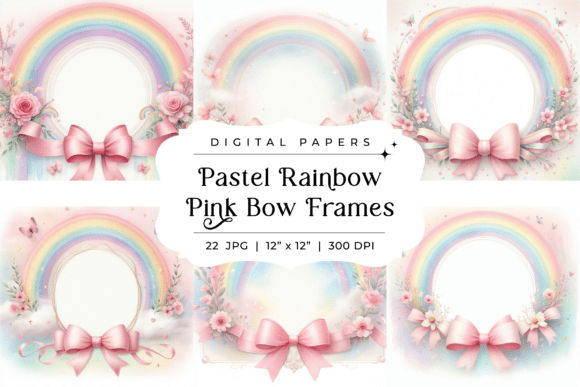 Download Pastel Rainbow &amp; Pink Ribbon Bow Frames - Bow frame Collection